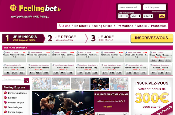 Feelingbet page d'accueil