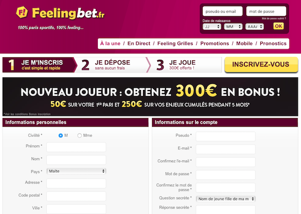 Feelingbet inscrivez-vous