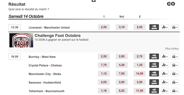 Pari Liverpool Man united Betclic