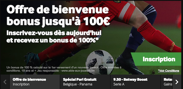 100 euros de bonus Betway pour votre premier pari sportif en ligne