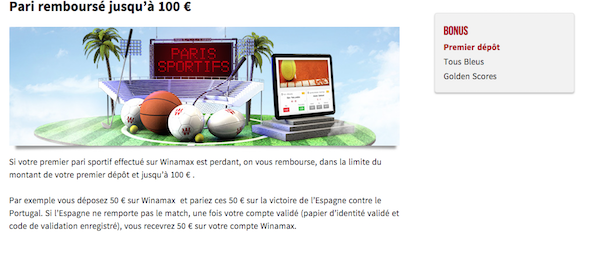 Bonus 100€ inscription Winamax