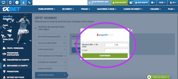 Paysafe card 1xBet