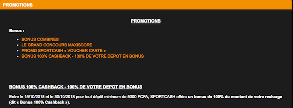 Sportcash Bonus de bienvenue