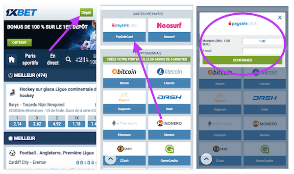 dépôt Paysafecard 1xBet