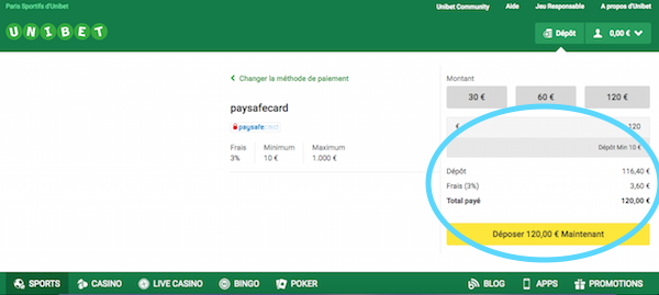 Frais Paysafecard Unibet