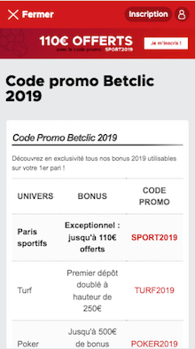 bonus Betclic code promo 