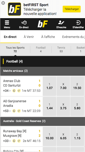 betFIRST sur app