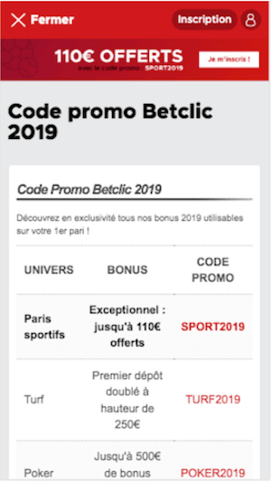 betclic code promo