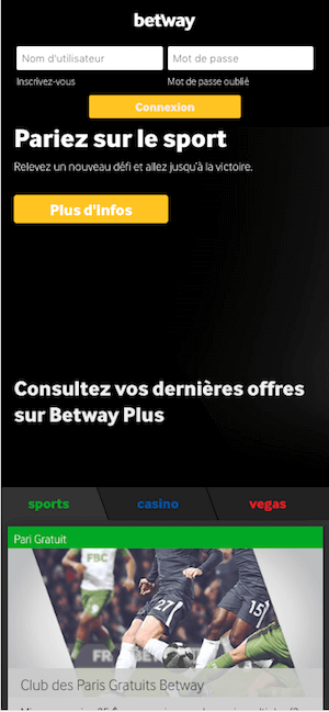 Parier sport sur app betway