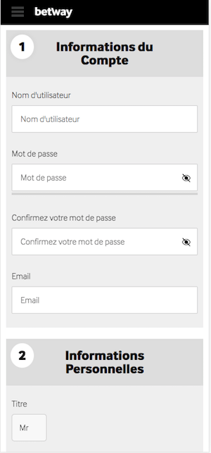 Betway s inscrire sur l app mobile apk
