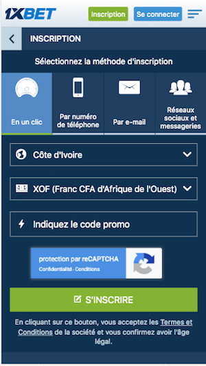 inscirption 1xbet