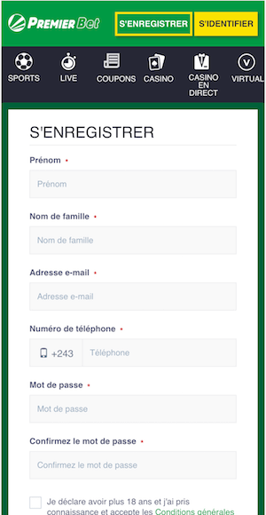inscription premierbet rdc