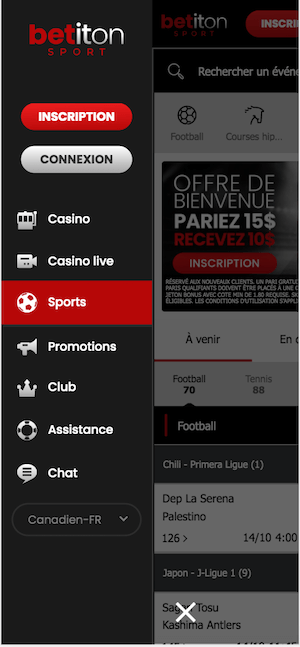 Betiton menu mobile