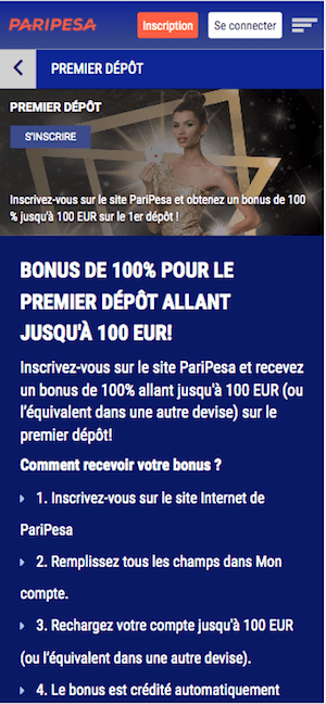 Paripesa bonus