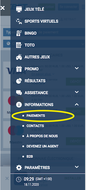 1xbet paiement 