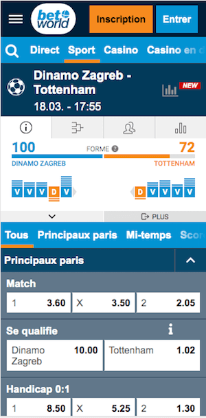 cotes Dinamo Zagreb -vsTottenham