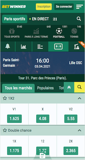 cotes psg lille