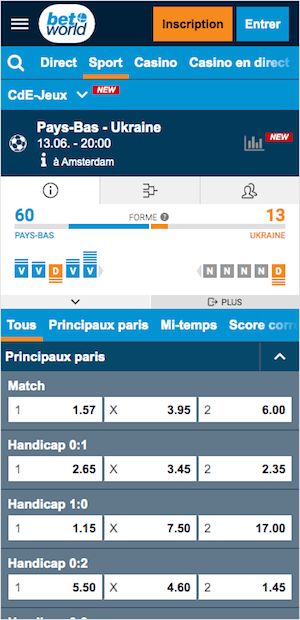 parier pays bas vs ukraine