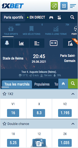 cotes reims vs psg