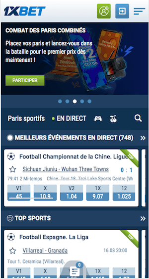1xbet mobile accueil