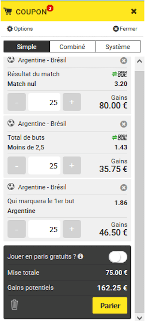 argentine vs bresil exemple de pari