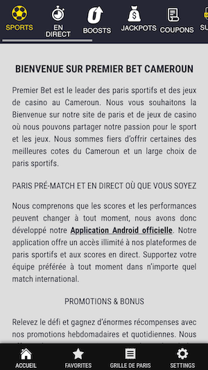 premier bet zone cameroun accueil