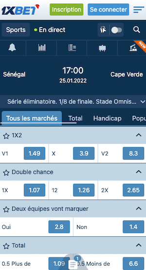 cotes senagal vs cap vert