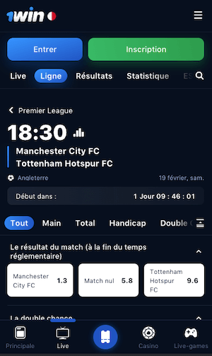 cotes man city vs tottenham
