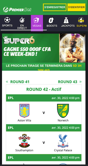 super 6 round 42 avec premier bet 