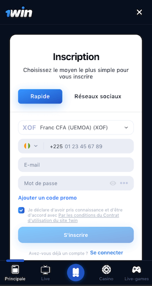 1win ci inscription