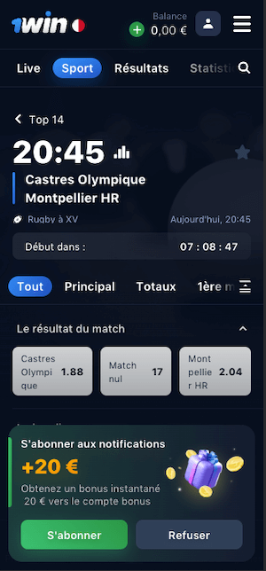 cotes castres vs monptellier finale top14 