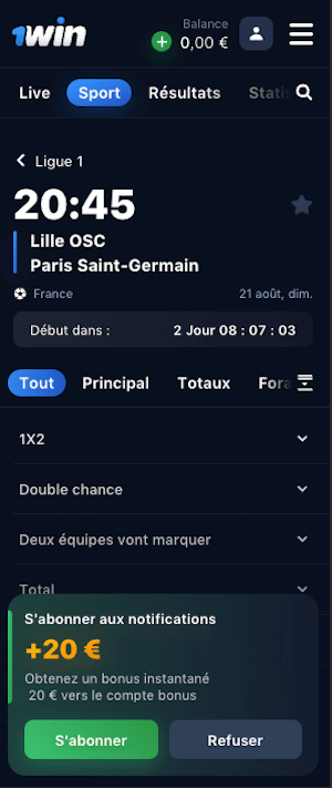 cotes lille vs psg