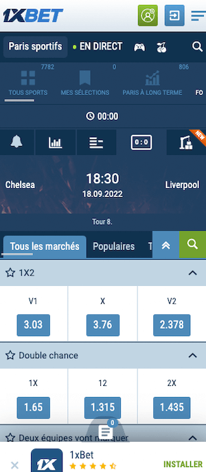 cotes chelsea vs liverpool 18 septembre 2022