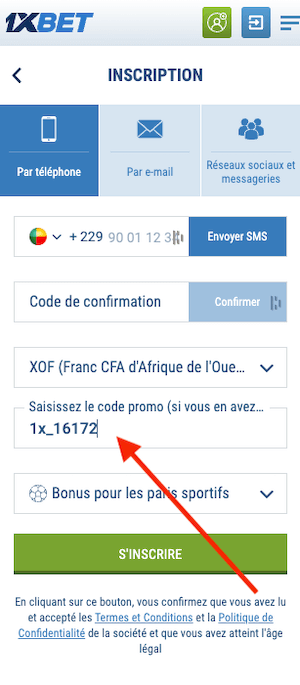 1xbet benin code promo pour inscription