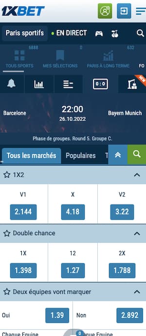 cotes barca bayern 26 octobre