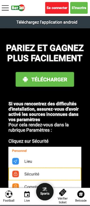 bet261 apk telecharger android