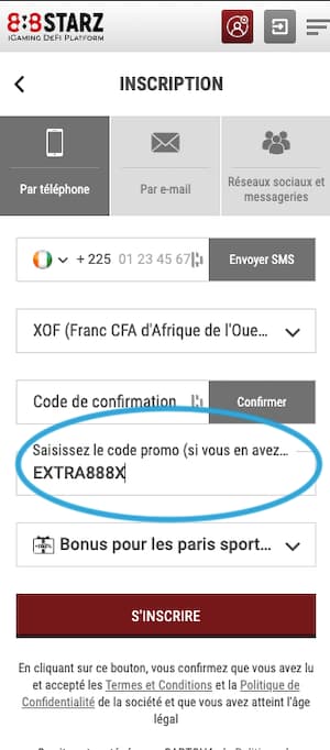 888starz code promo inscription