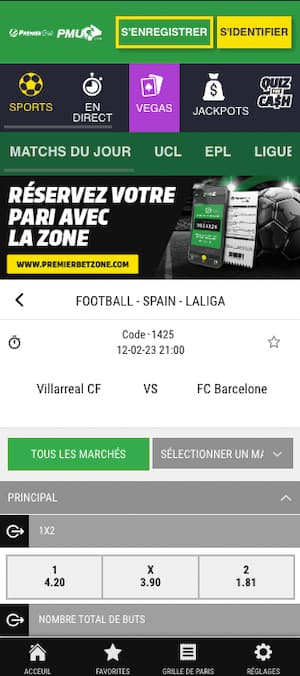 cotes villarreal vs barcelone