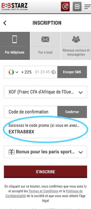 888starz cote d ivoire code promo inscription