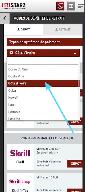 888starz cote d ivoire paiements 