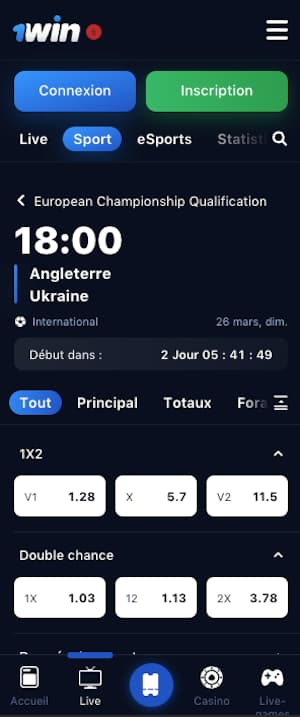 cotes angleterre vs ukraine