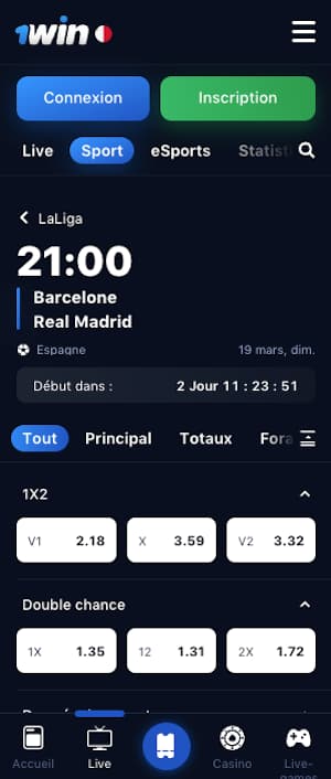 cotes barca real avec 1win