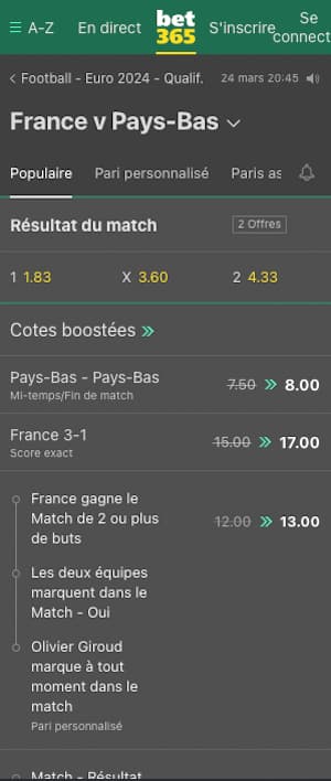 cotes france pays bas qualif euro