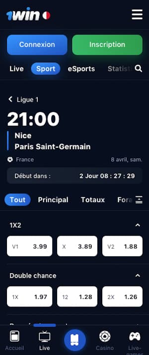 cotes ogc nice vs psg