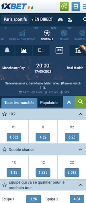 parier man city vs real madrid 