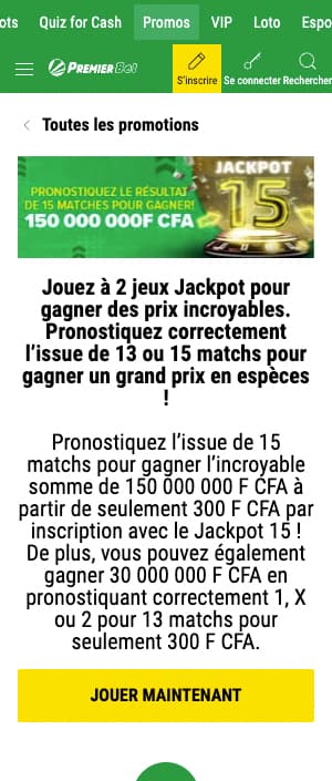 promotion jackpot 15 premier bet