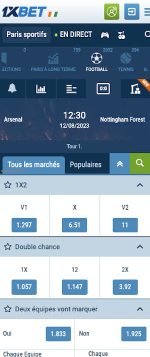 cotes arsenal nottm forest 12 08 2023