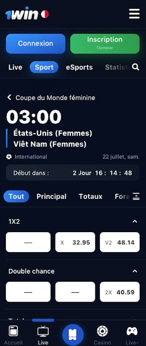 cotes usa femmes vs viter nam femmes pour la CDM 2023