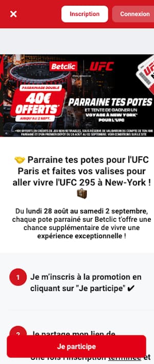 Betclic freebet parrainage