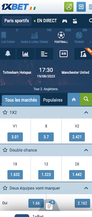 cotes tottenham vs man united